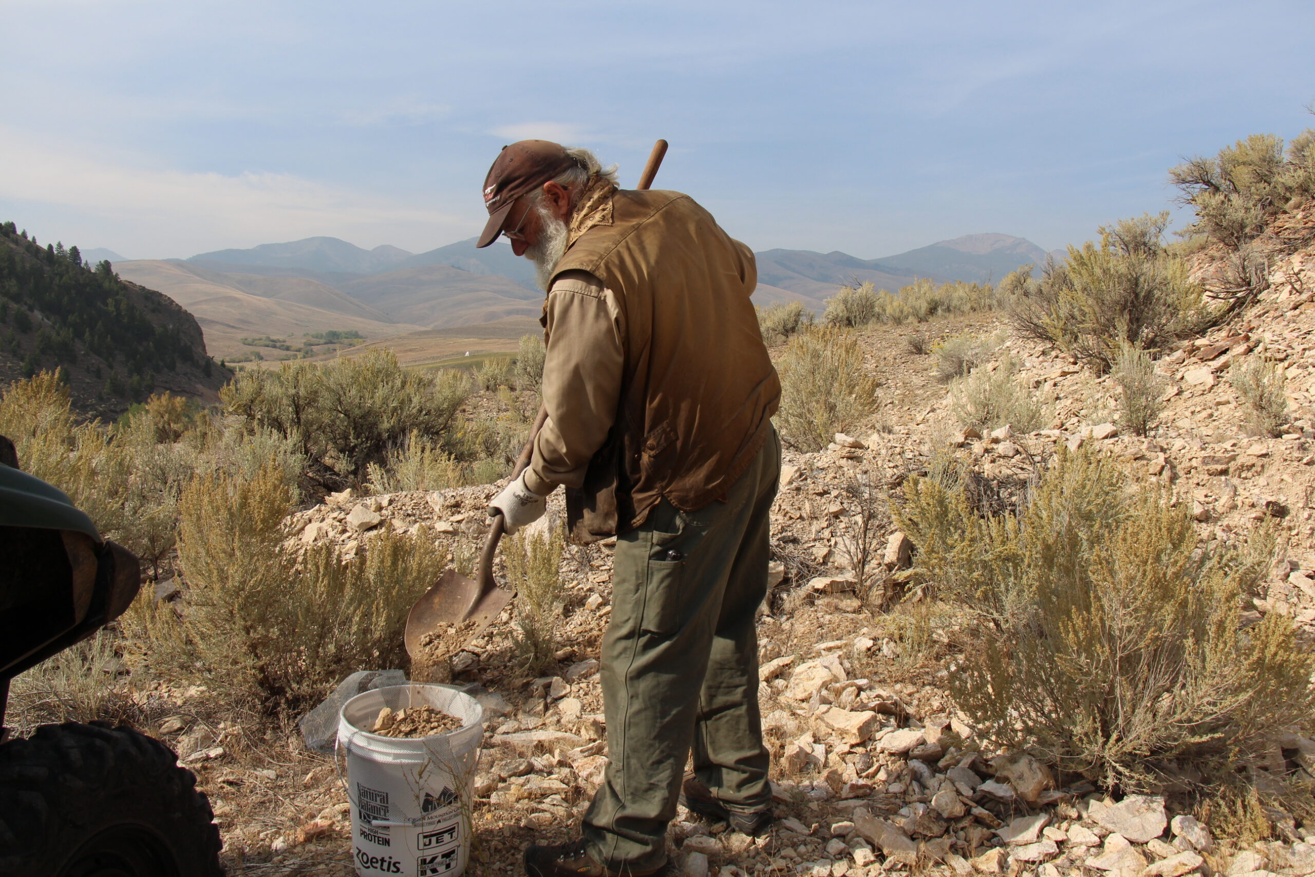 Collecting clean soil away from vegetation for making waxed dirt for trapping